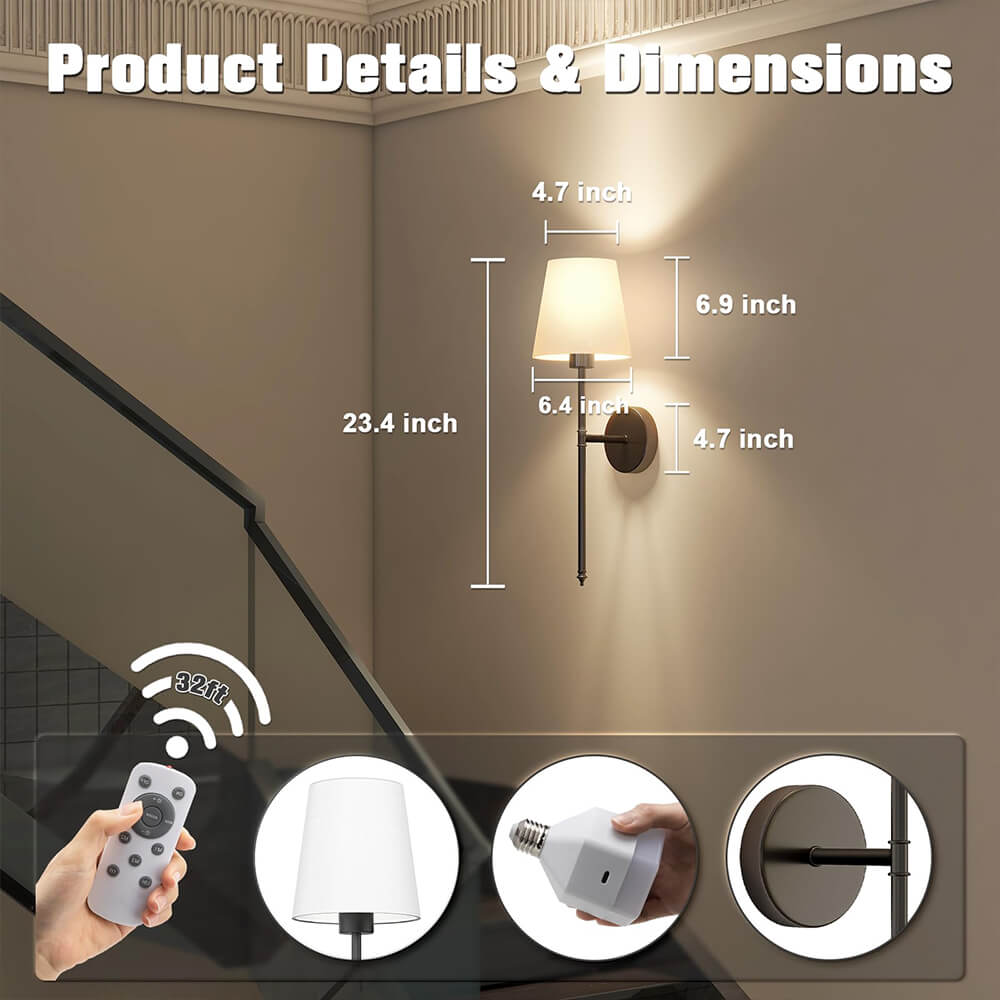 Chic Wireless Wall Sconces (SET OF 2 + 2 FREE BULBS)
