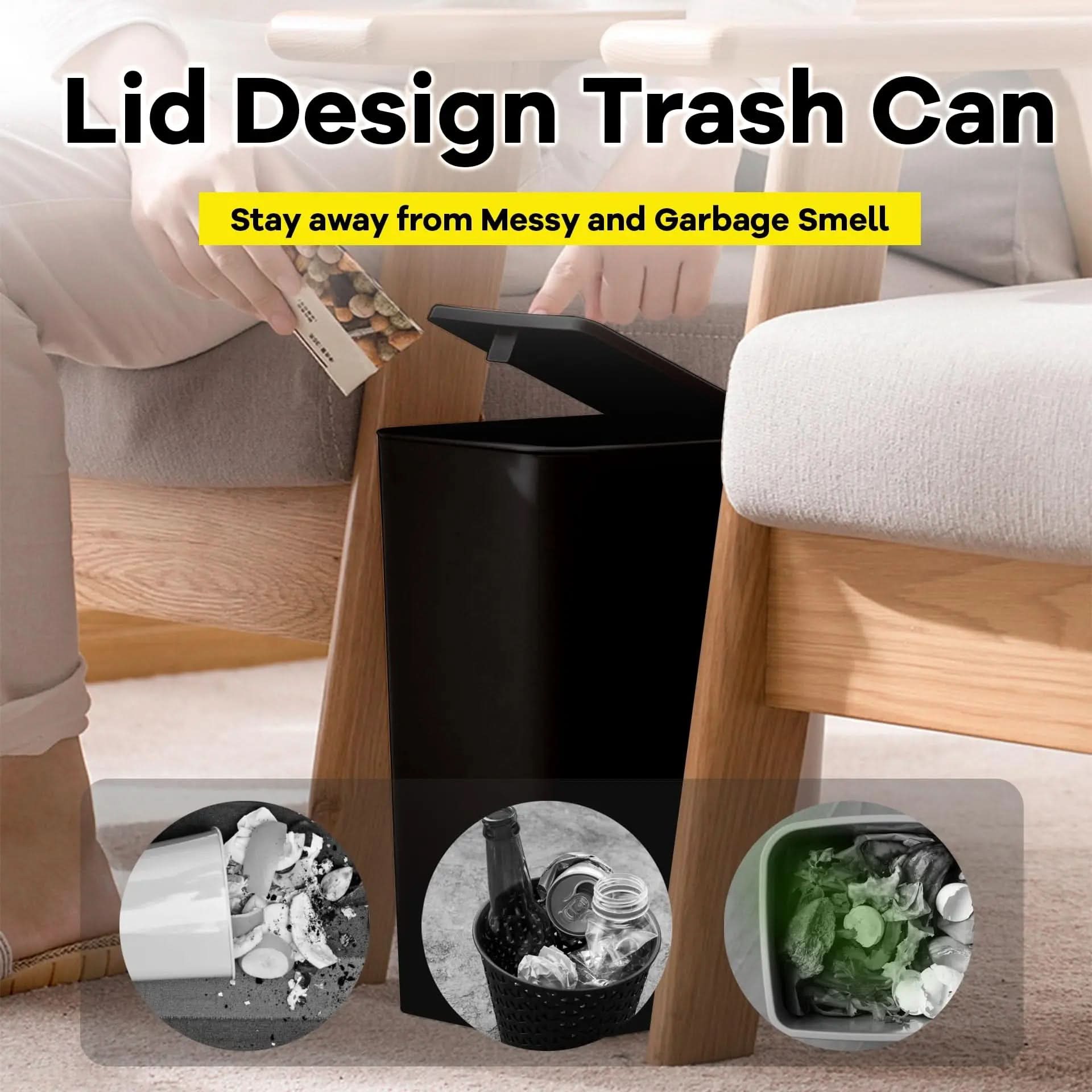 Sleek Touch-Open 12L Compact Waste Bin