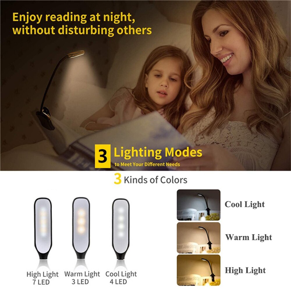 Versatile Clamp-On Reading Light with Customizable Settings