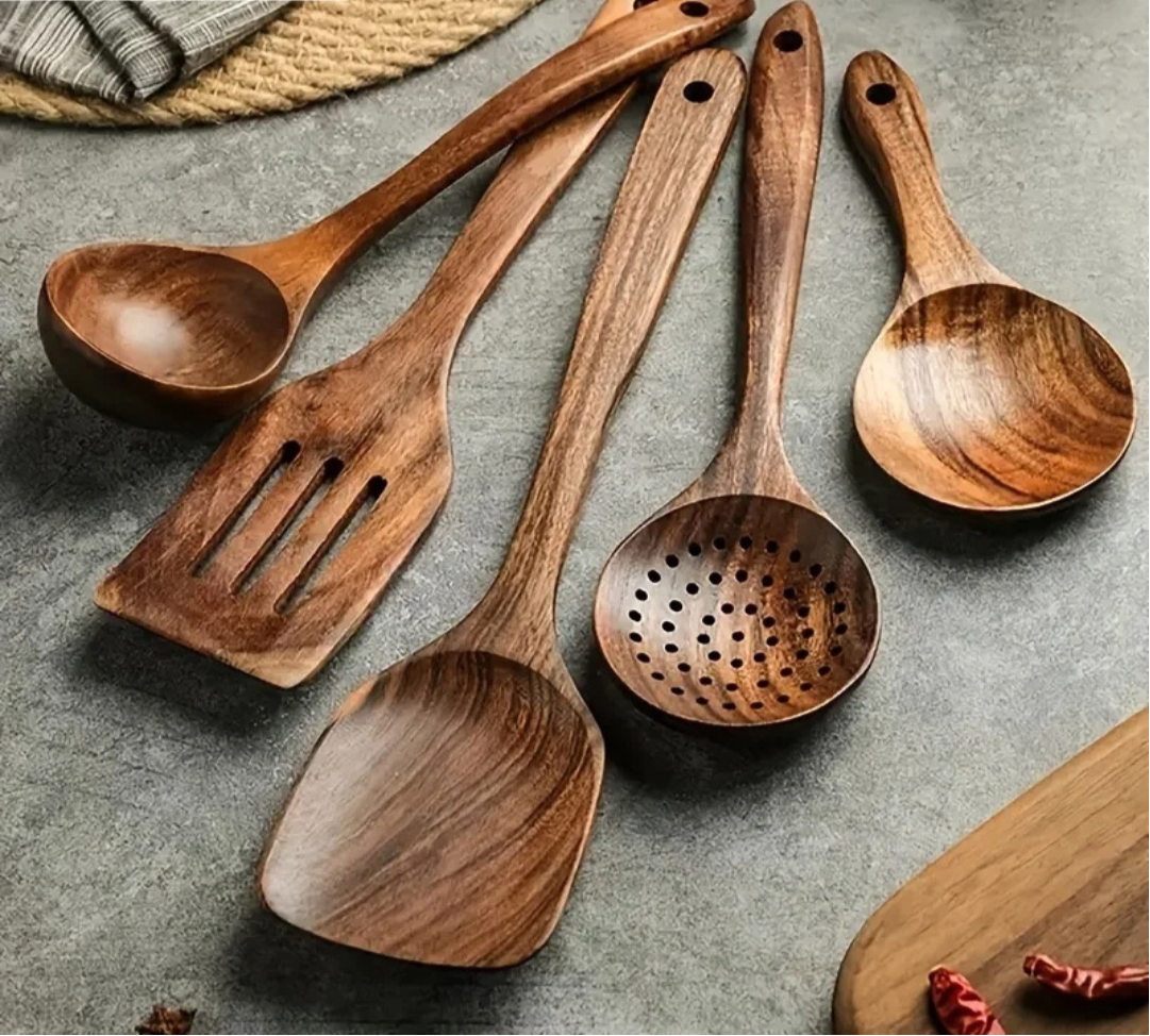 Premium Teak Wood Cooking Utensil Set for Everyday Use