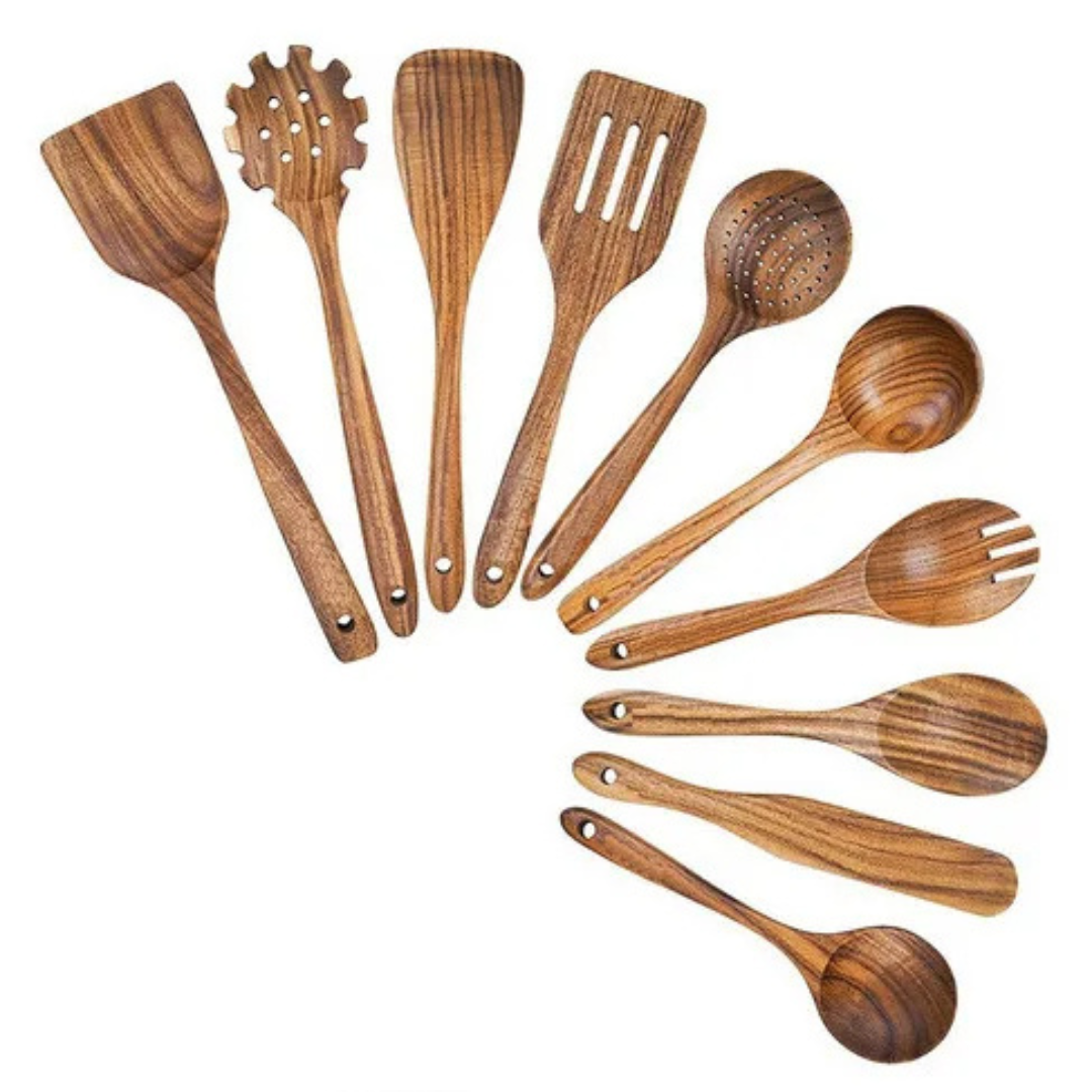 Premium Teak Wood Cooking Utensil Set for Everyday Use