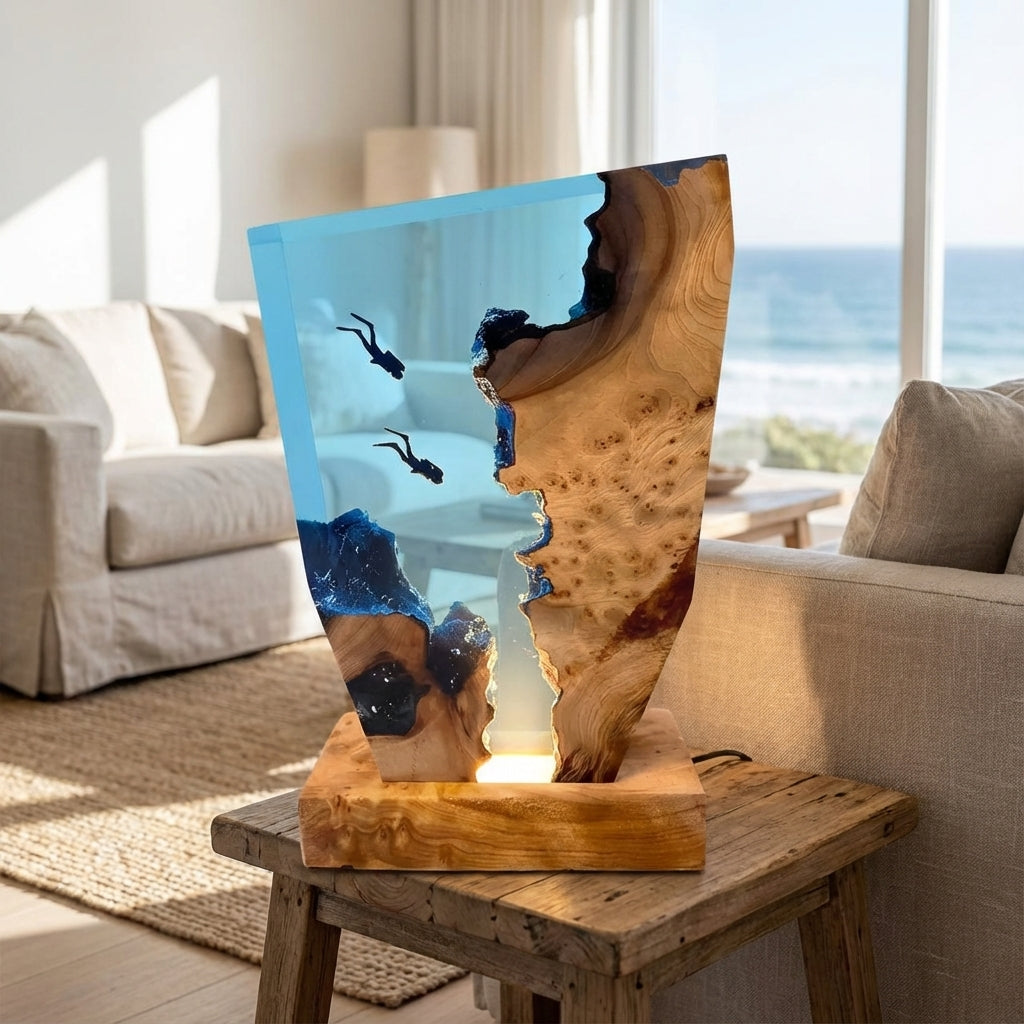 Oceanic Harmony | Elegant Table Lamp with Soothing LED Light
