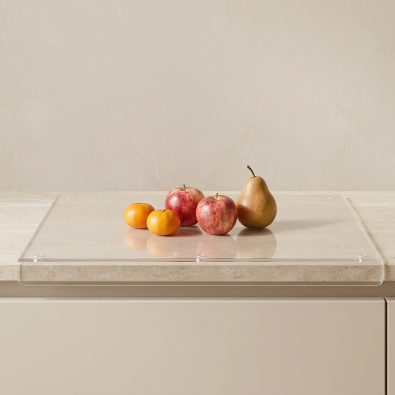 Translucent Kitchen Prep Board with Edge Guard for Stability