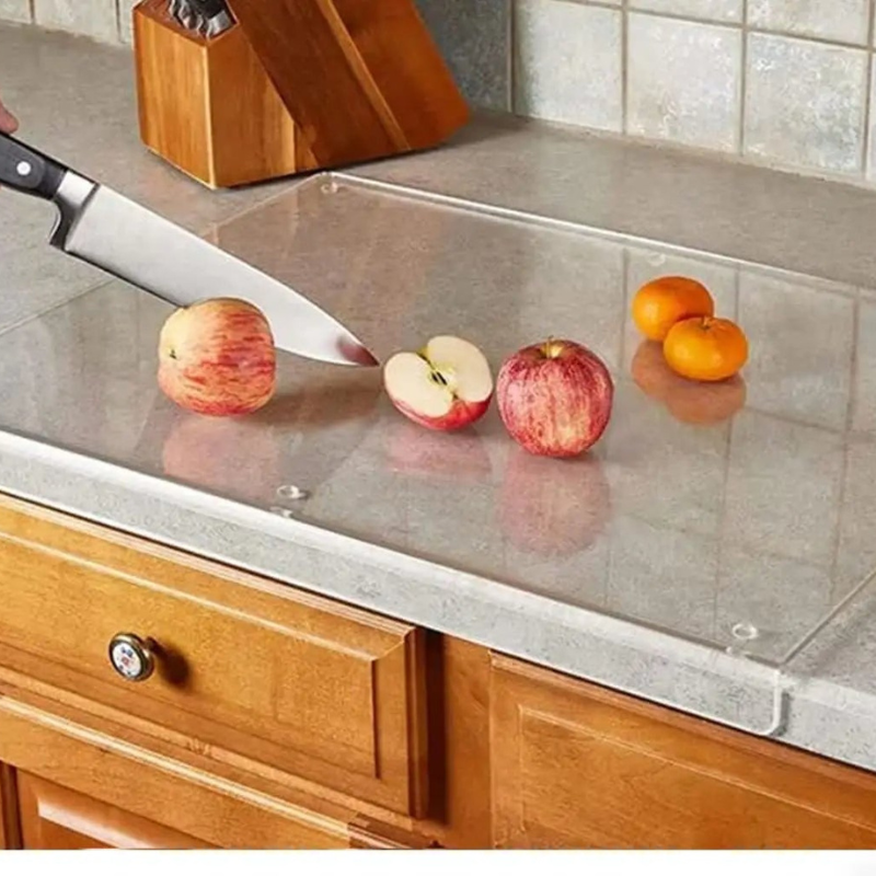 Translucent Kitchen Prep Board with Edge Guard for Stability