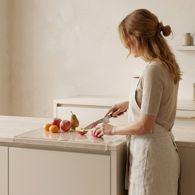 Translucent Kitchen Prep Board with Edge Guard for Stability