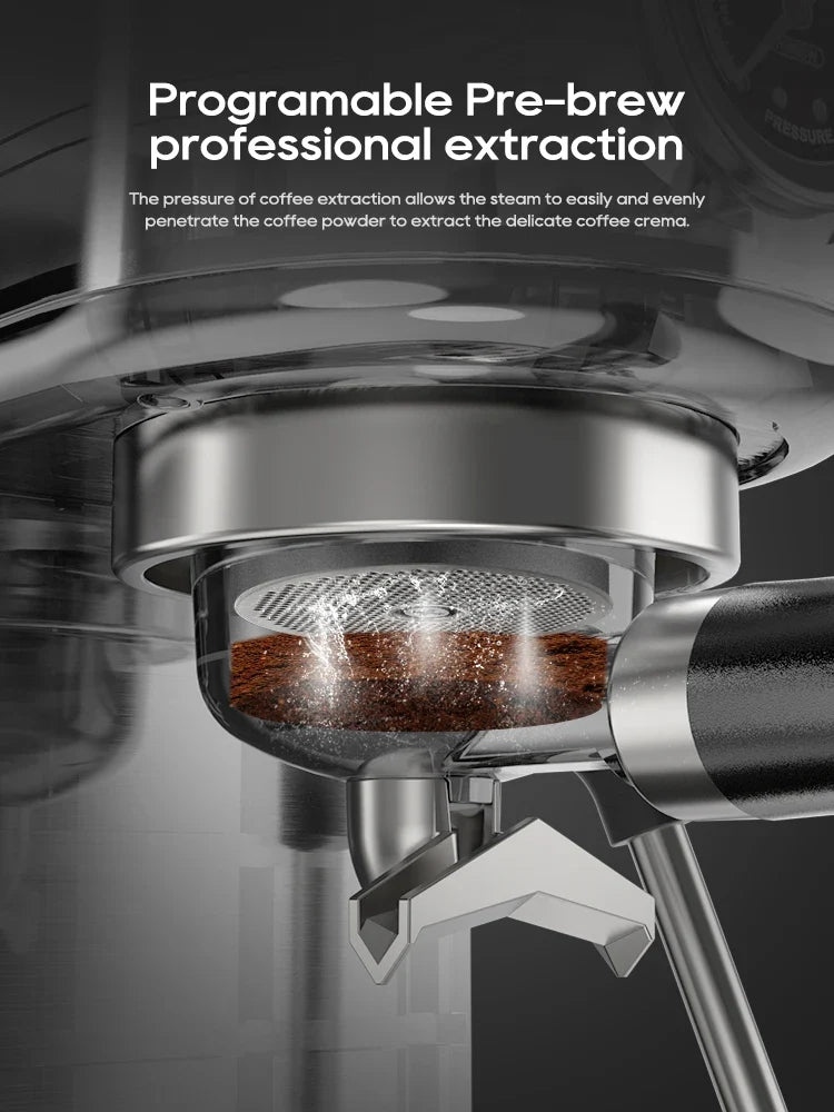 BrewMaster 20-Bar Espresso Maker | Semi-Automatic Coffee Machine with Milk Frother