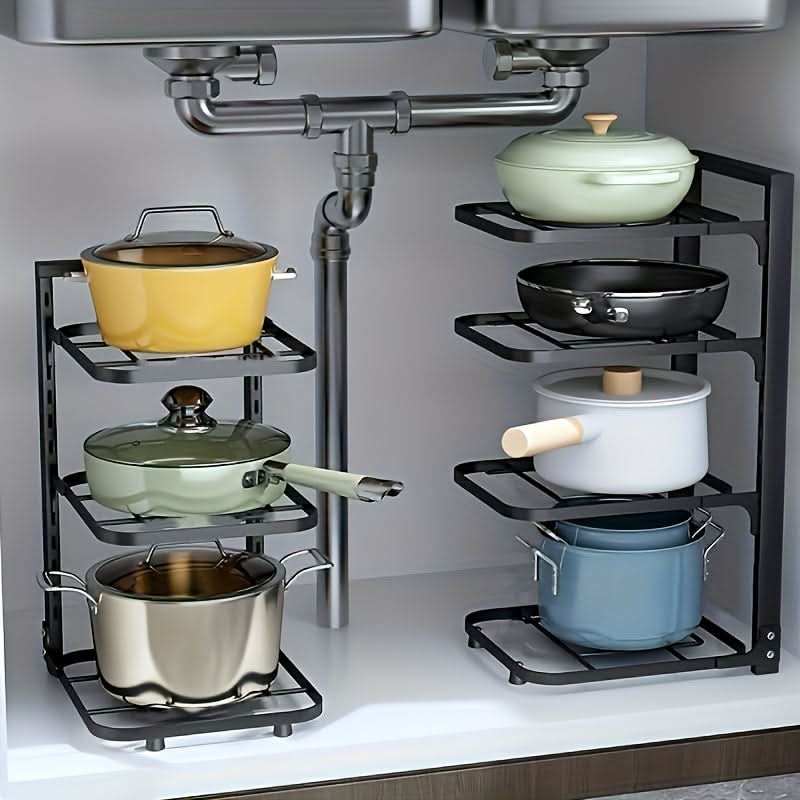 Versatile Cookware Organizer Rack for Efficient Kitchen Storage