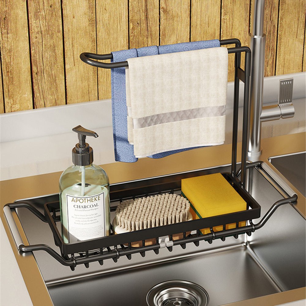 Adjustable Kitchen Sink Storage Solution with Open Drainage