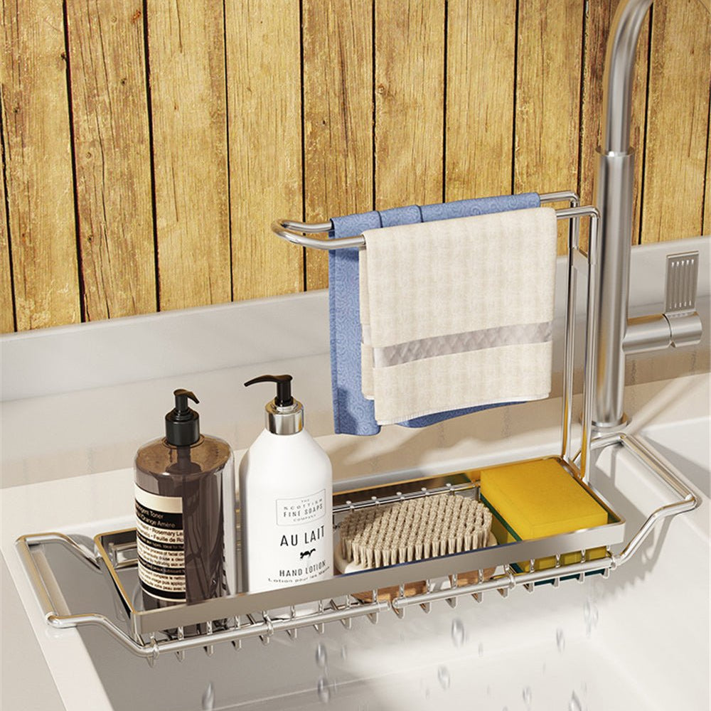 Adjustable Kitchen Sink Storage Solution with Open Drainage
