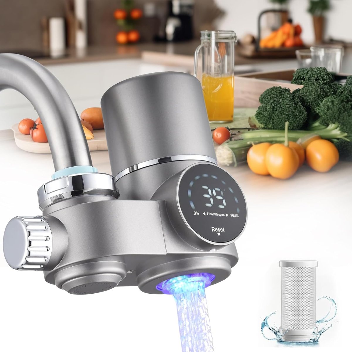 Premium Faucet Water Purifier with LED Readout & UV Sterilization