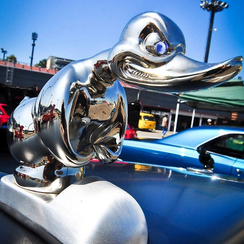 Quirky Duck Emblem | Chrome-Plated Hood Ornament for Cars
