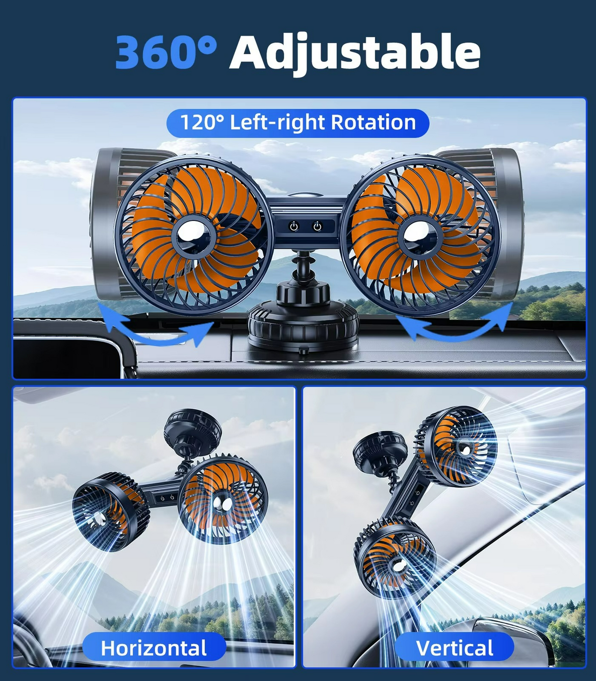 CoolBreeze Mobile Fan | Rechargeable 4000 mAh Battery & 3 Speeds