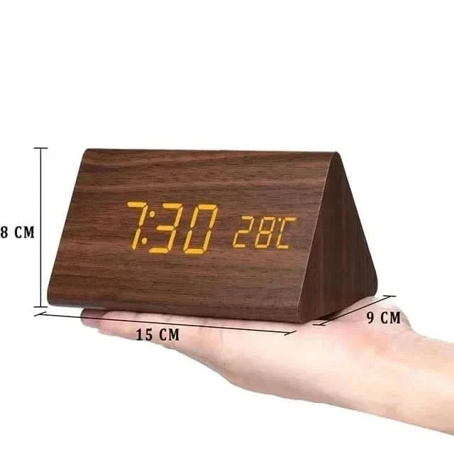 Woodland Digital Alarm Clock – Elegant LED Timepiece