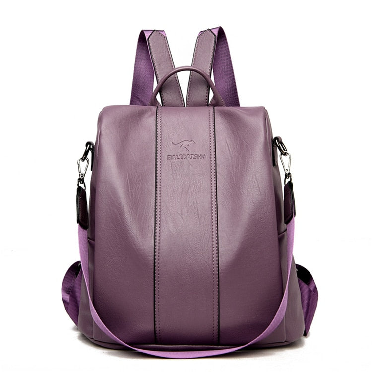 Secure & Stylish Leather Backpack for Women – Versatile Travel Companion