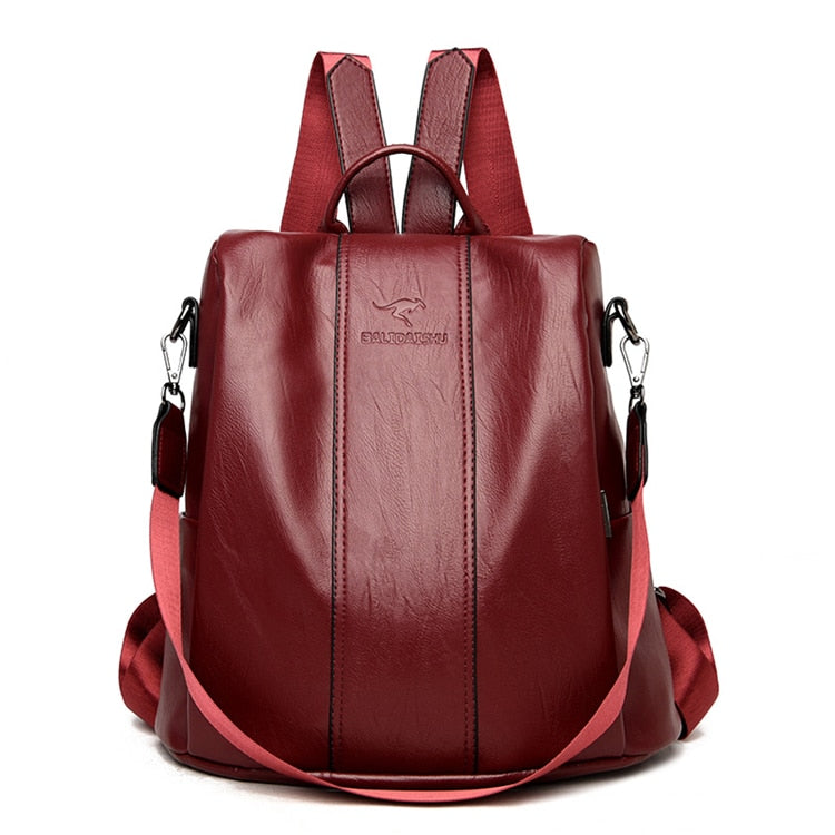 Secure & Stylish Leather Backpack for Women – Versatile Travel Companion