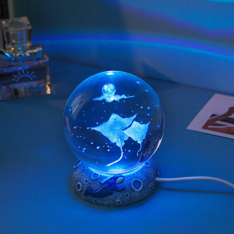 AquaGlow Crystal Lamp - USB Powered Multicolor Ambient Light