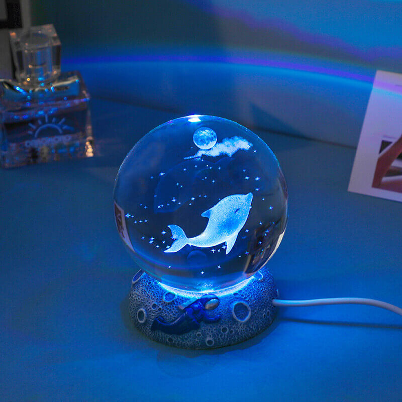 AquaGlow Crystal Lamp - USB Powered Multicolor Ambient Light