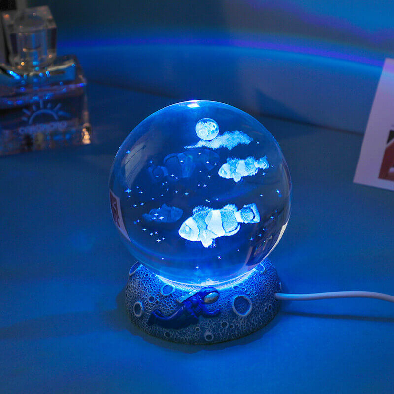 AquaGlow Crystal Lamp - USB Powered Multicolor Ambient Light