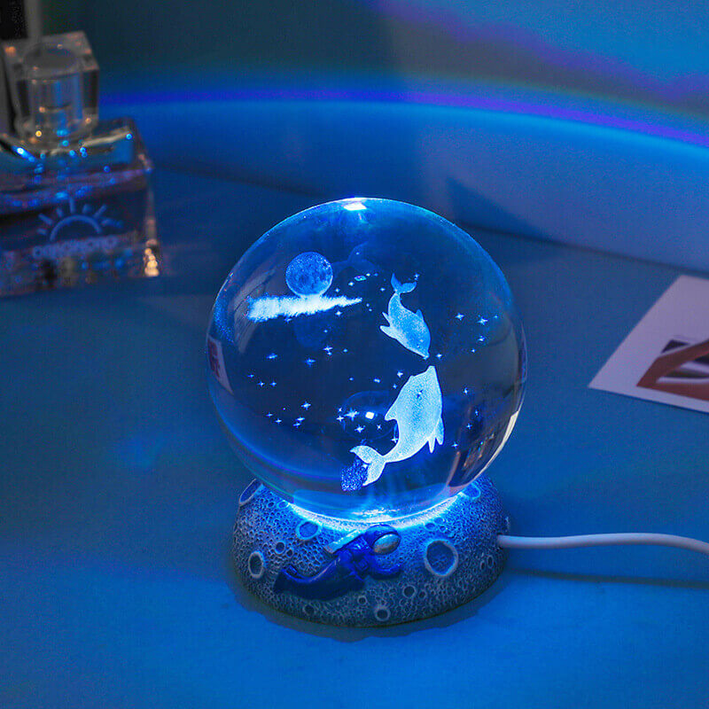 AquaGlow Crystal Lamp - USB Powered Multicolor Ambient Light