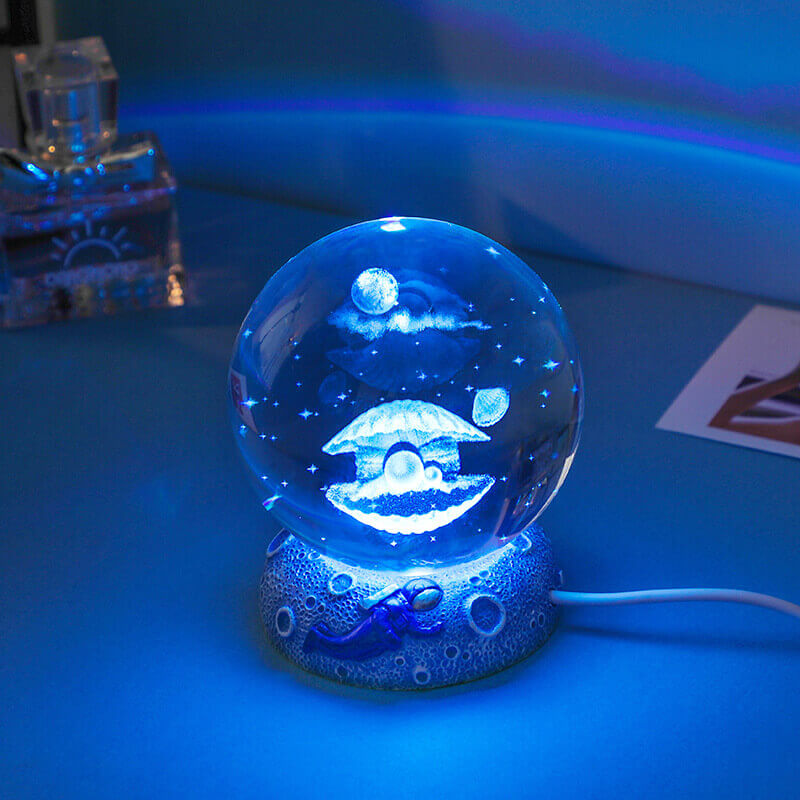 AquaGlow Crystal Lamp - USB Powered Multicolor Ambient Light