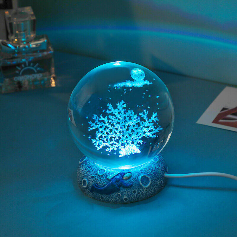 AquaGlow Crystal Lamp - USB Powered Multicolor Ambient Light