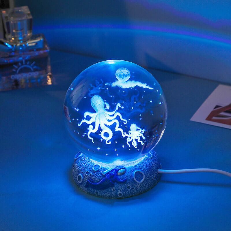 AquaGlow Crystal Lamp - USB Powered Multicolor Ambient Light