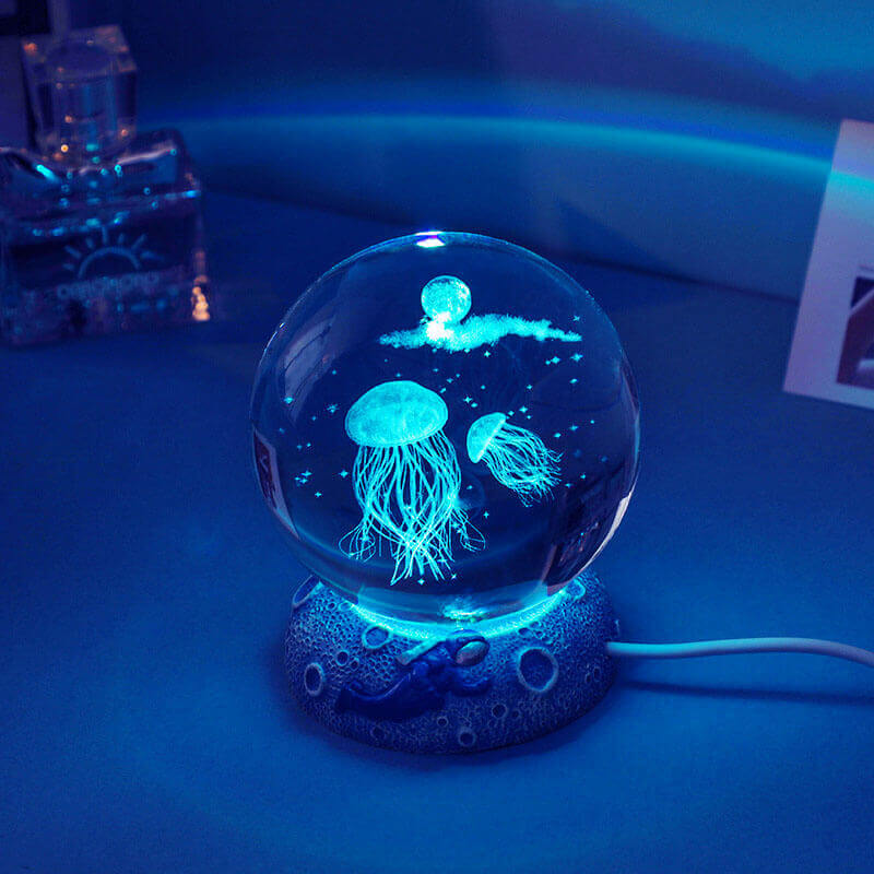 AquaGlow Crystal Lamp - USB Powered Multicolor Ambient Light