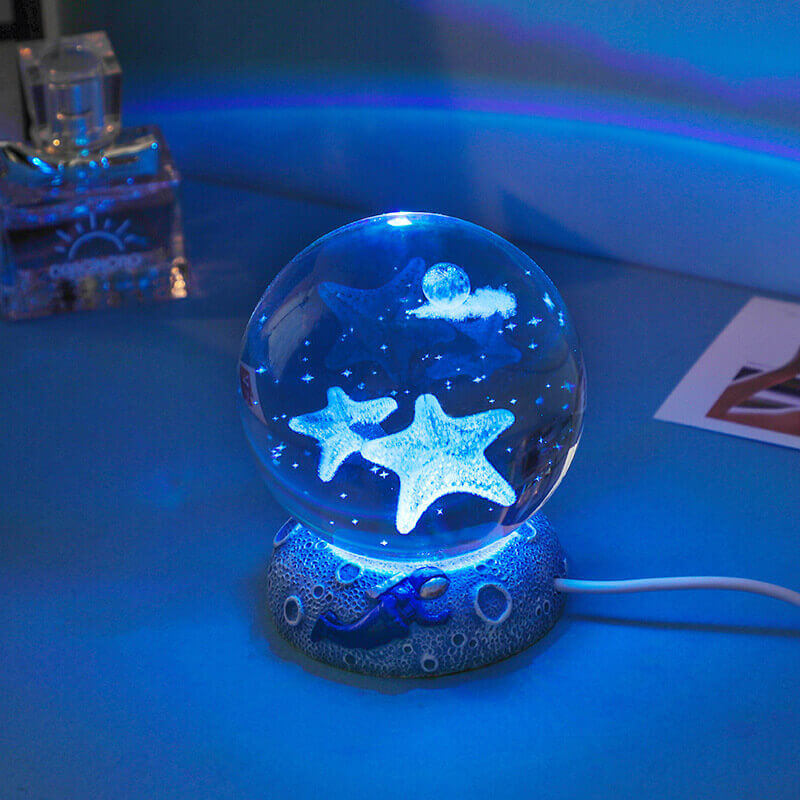 AquaGlow Crystal Lamp - USB Powered Multicolor Ambient Light