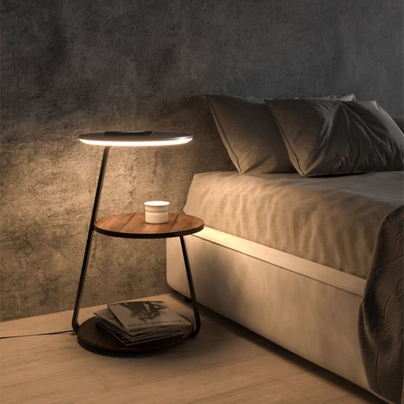 Chic Side Table with Integrated Wireless Charging & Soothing LED Lighting