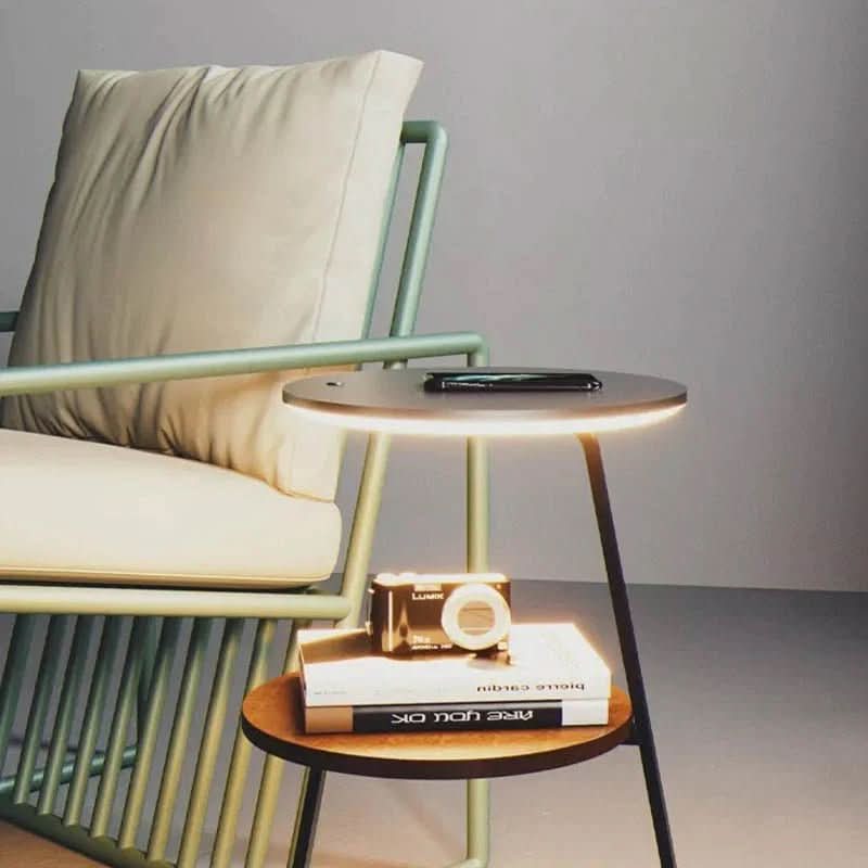 Chic Side Table with Integrated Wireless Charging & Soothing LED Lighting
