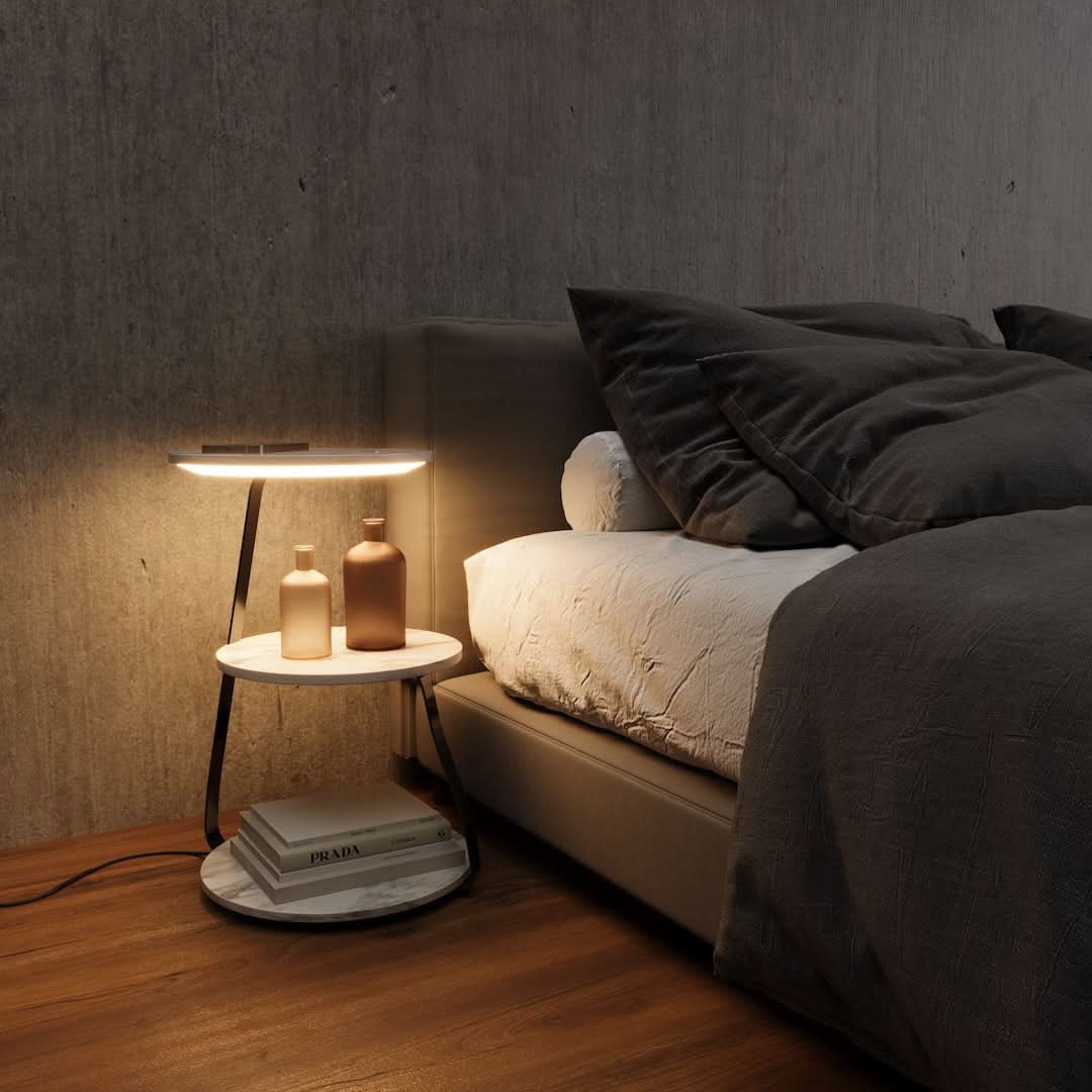 Chic Side Table with Integrated Wireless Charging & Soothing LED Lighting