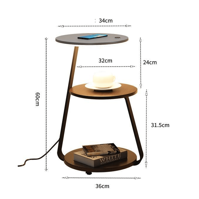 Chic Side Table with Integrated Wireless Charging & Soothing LED Lighting