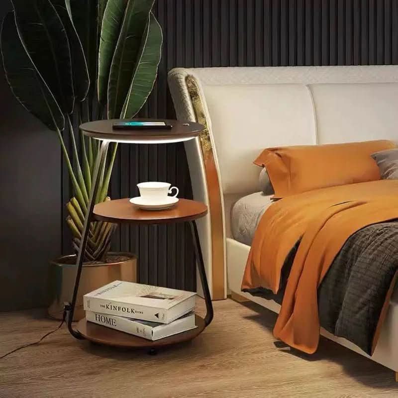 Chic Side Table with Integrated Wireless Charging & Soothing LED Lighting