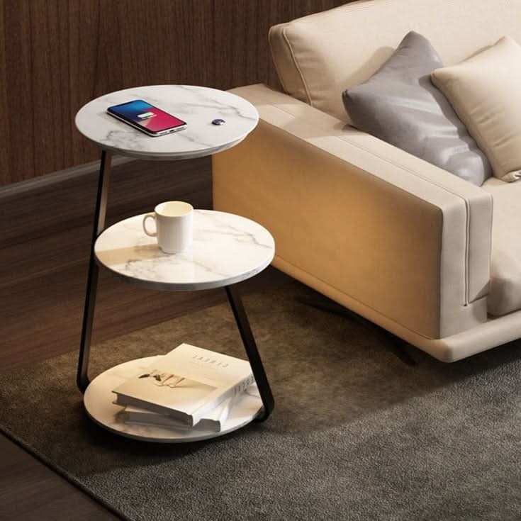 Chic Side Table with Integrated Wireless Charging & Soothing LED Lighting