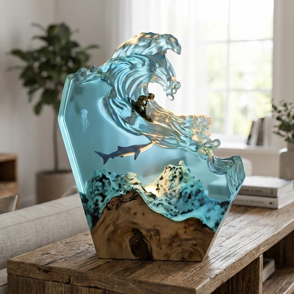 Ocean-Inspired Decorative Lamp - Coastal Wave Design