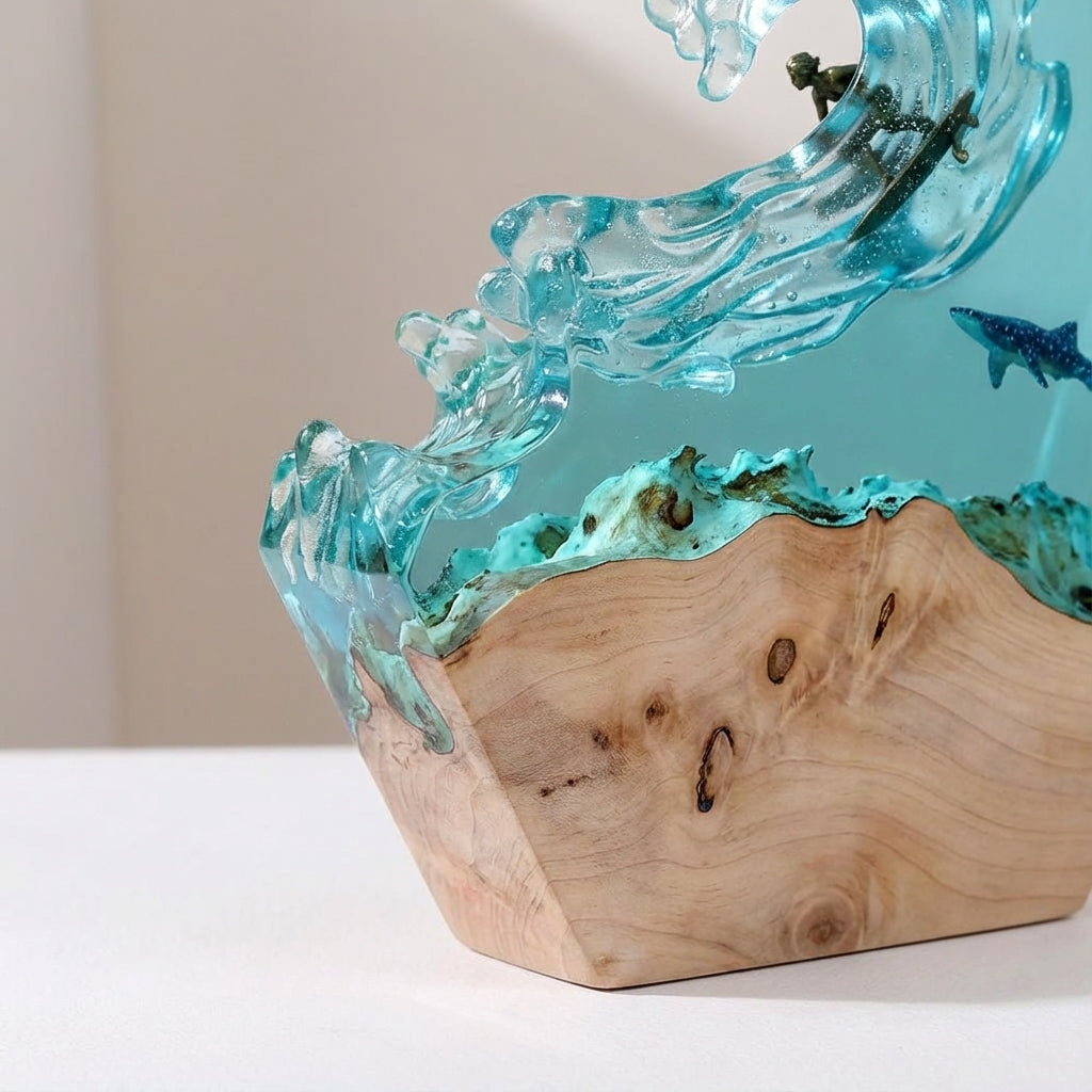 Ocean-Inspired Decorative Lamp - Coastal Wave Design
