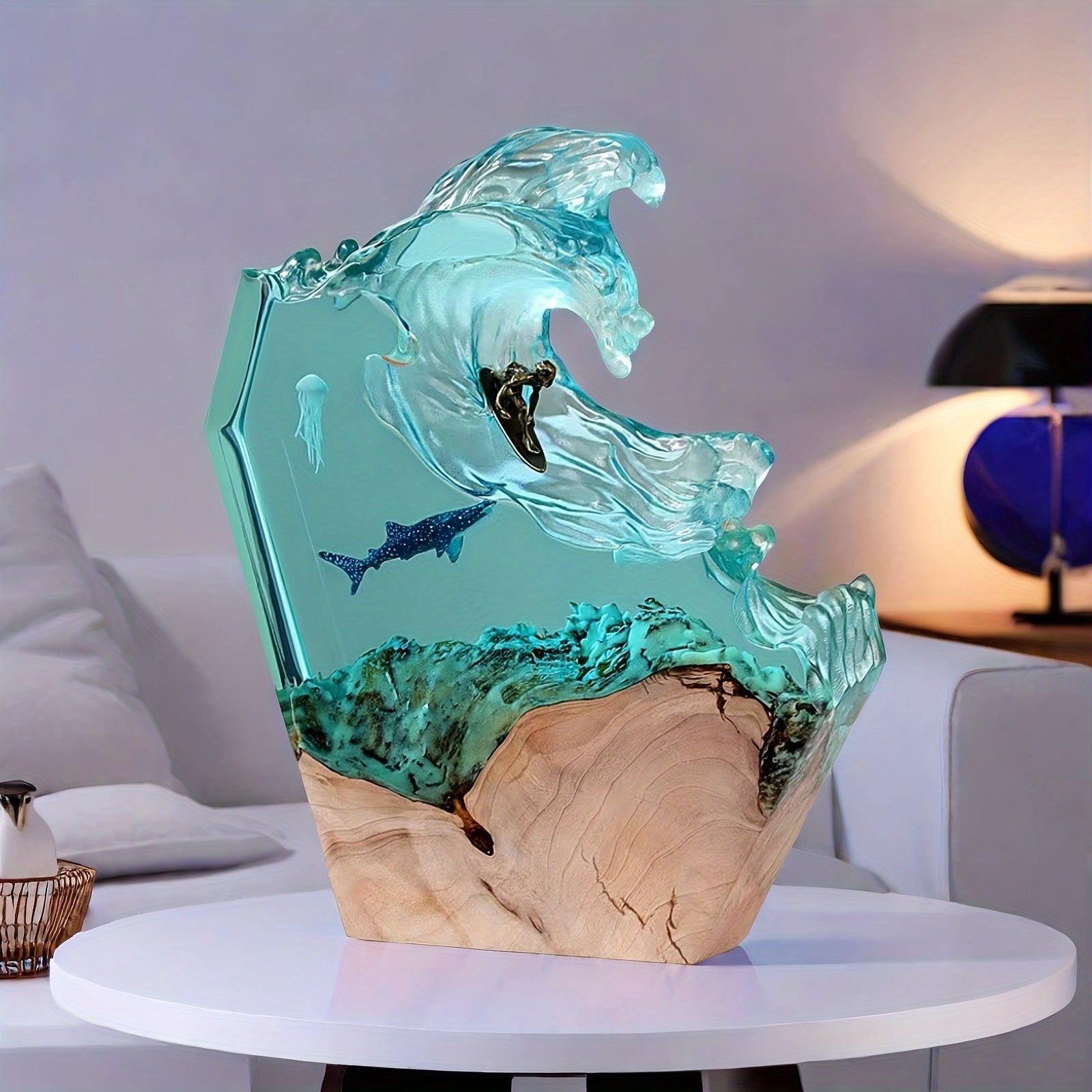Ocean-Inspired Decorative Lamp - Coastal Wave Design