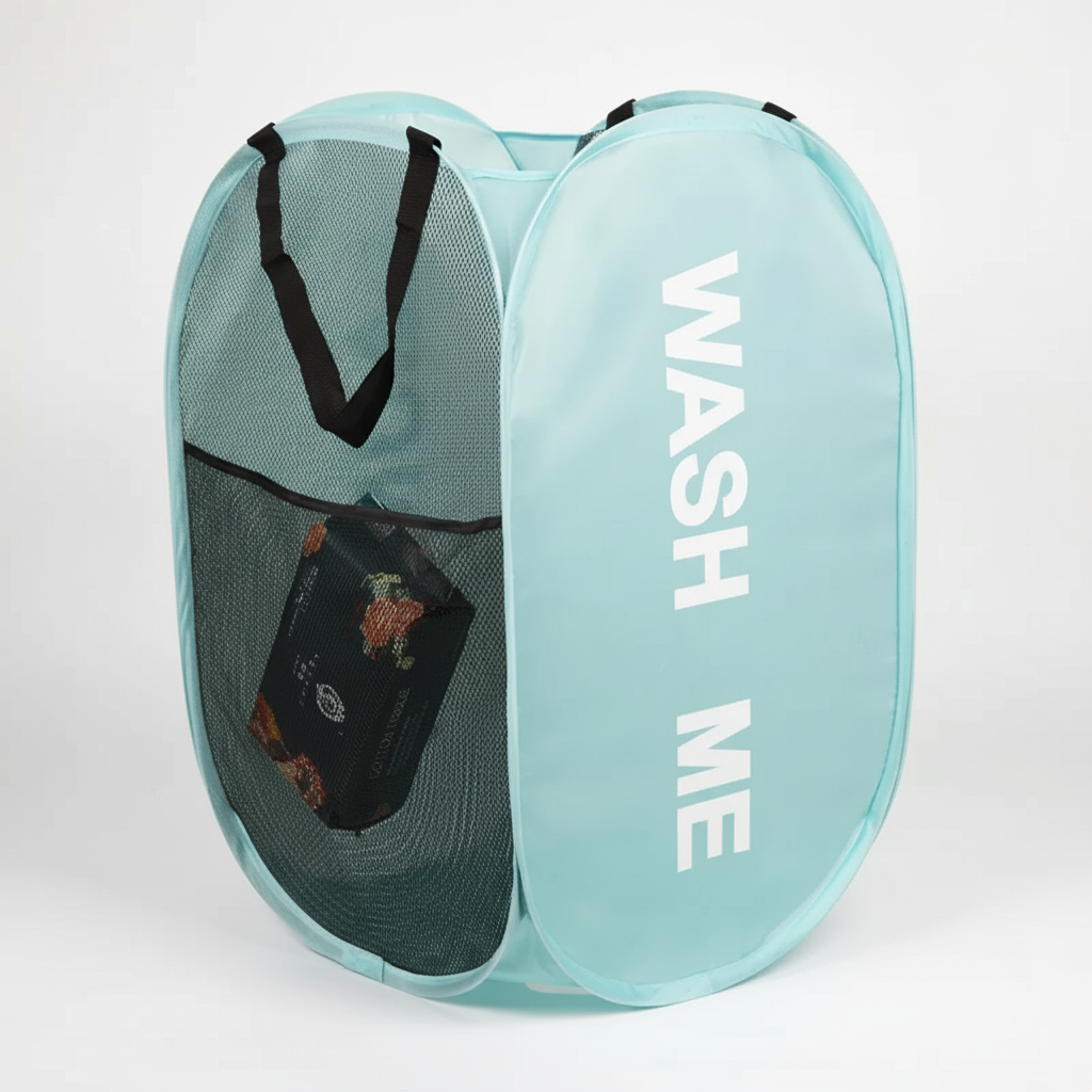 Portable Mesh Laundry Basket - Foldable Design