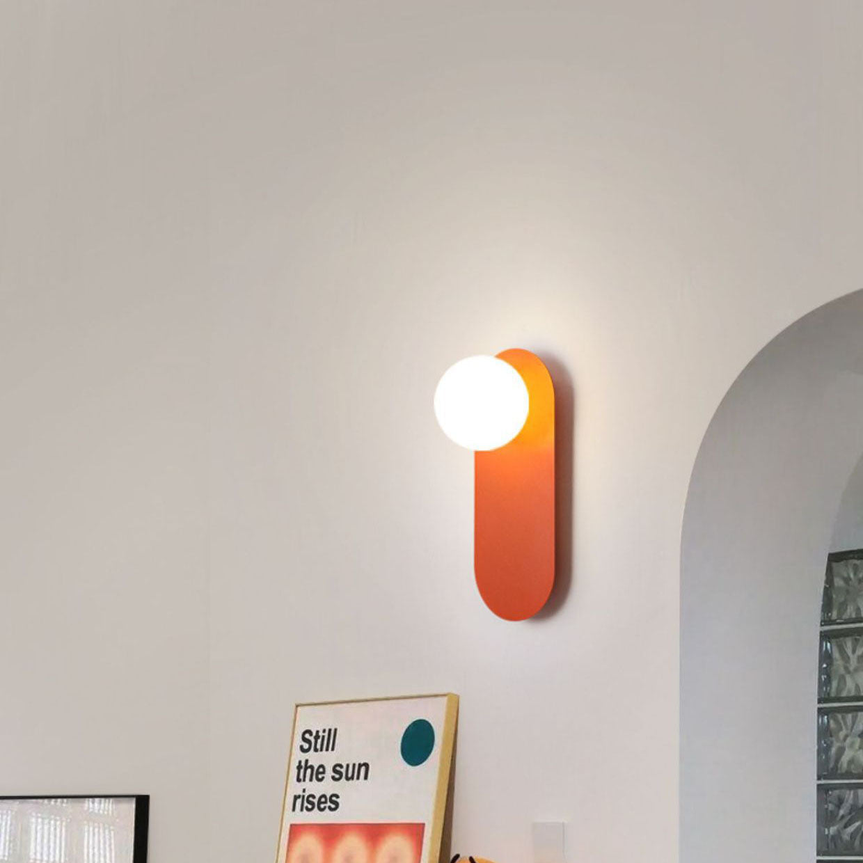 LuminousSphere | Contemporary Glass Wall Light with Vibrant Base