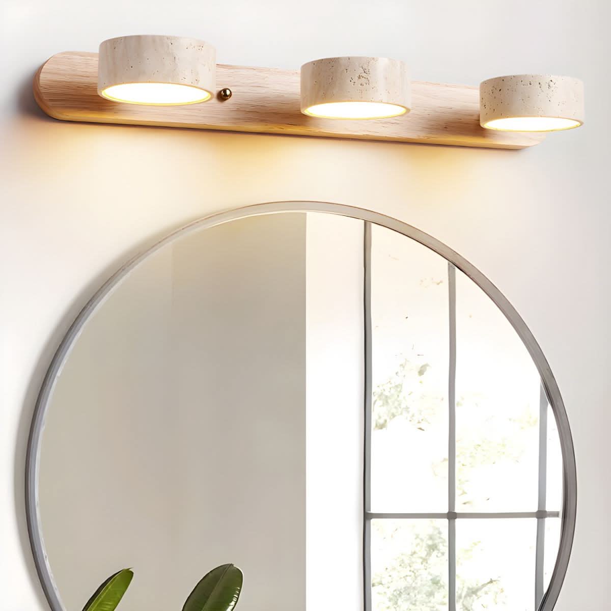 AuraLuxe - Stylish LED Wall Light with Natural Stone & Wood Finish