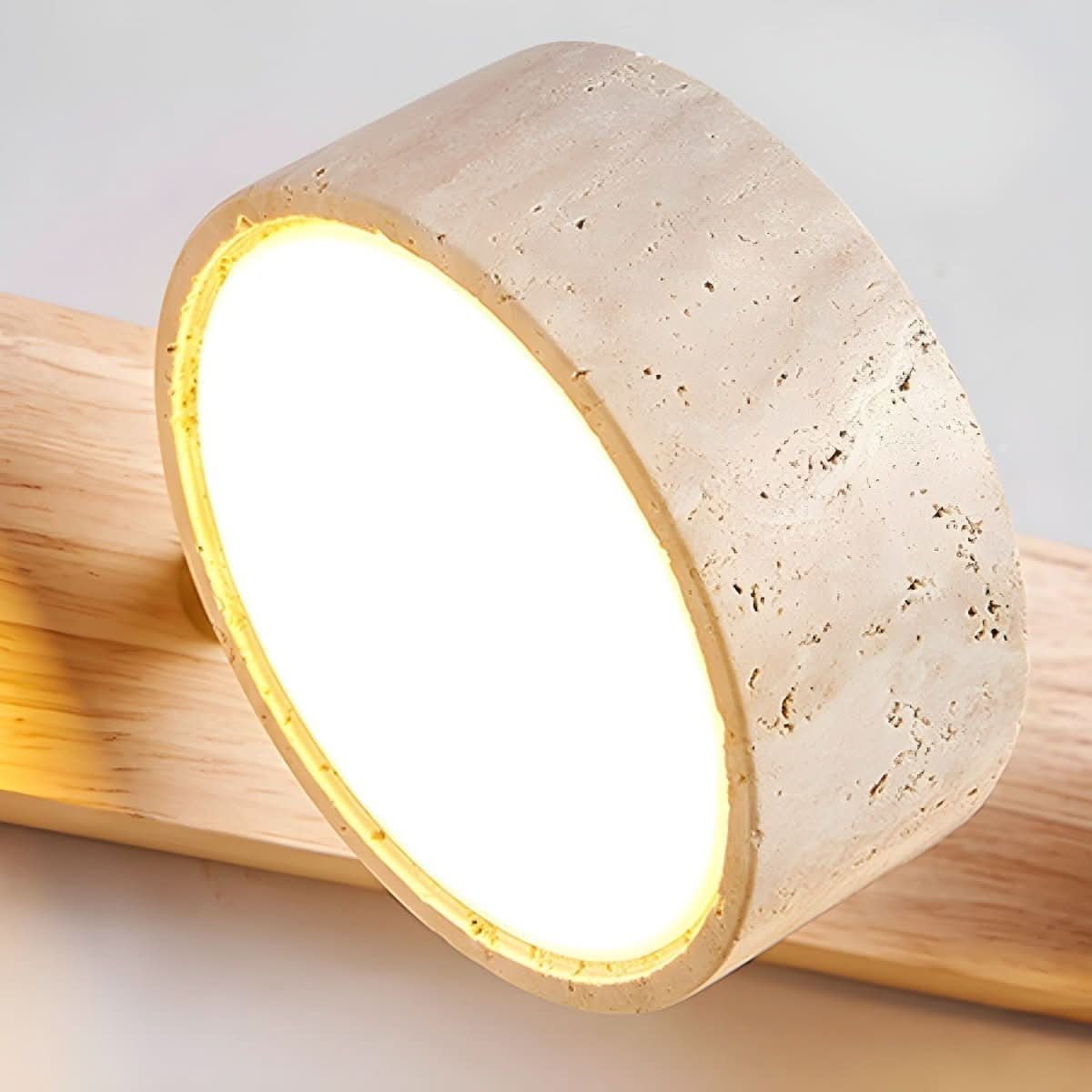 AuraLuxe - Stylish LED Wall Light with Natural Stone & Wood Finish