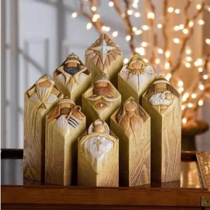 Elegant Nativity Column Figurines for Holiday Decor