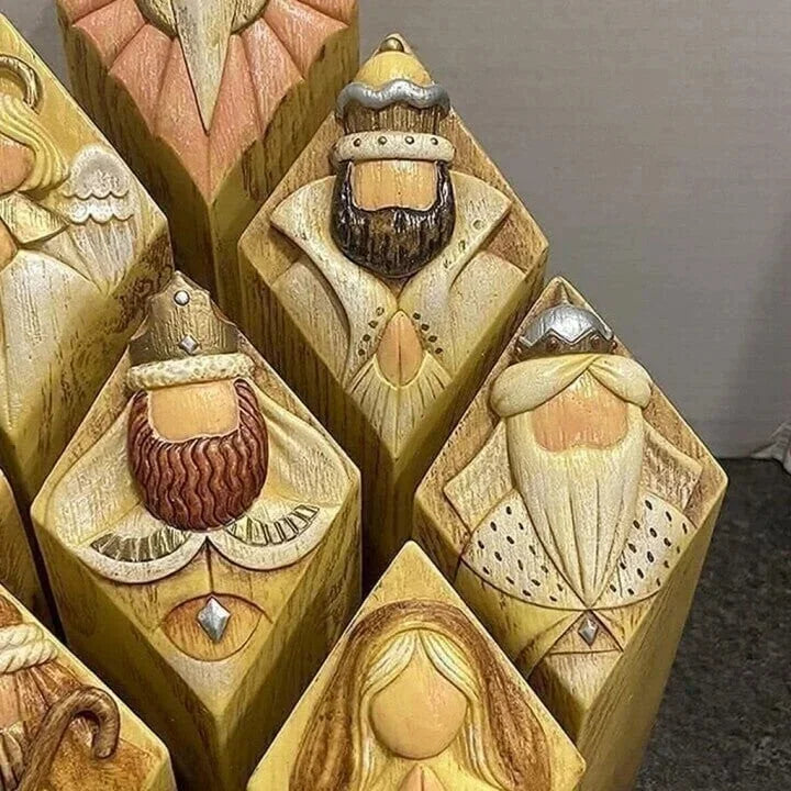 Elegant Nativity Column Figurines for Holiday Decor