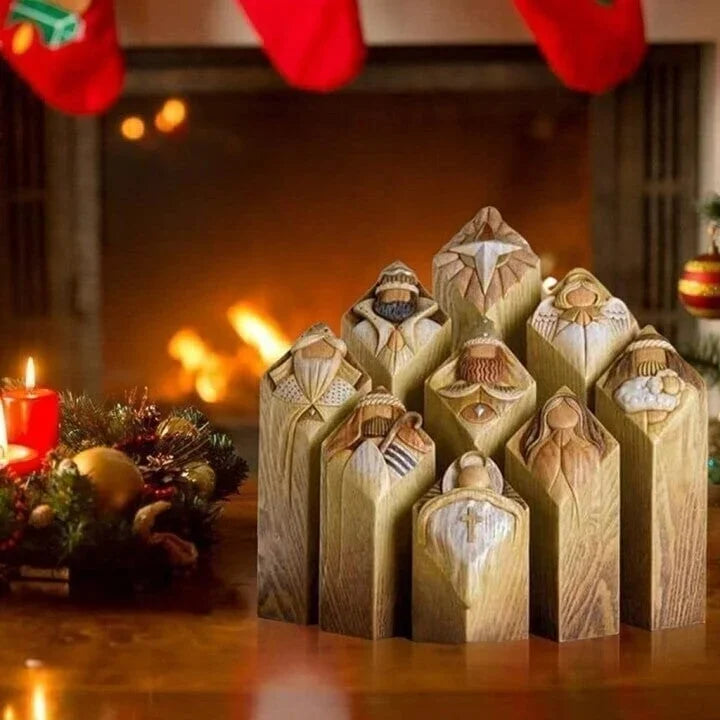 Elegant Nativity Column Figurines for Holiday Decor