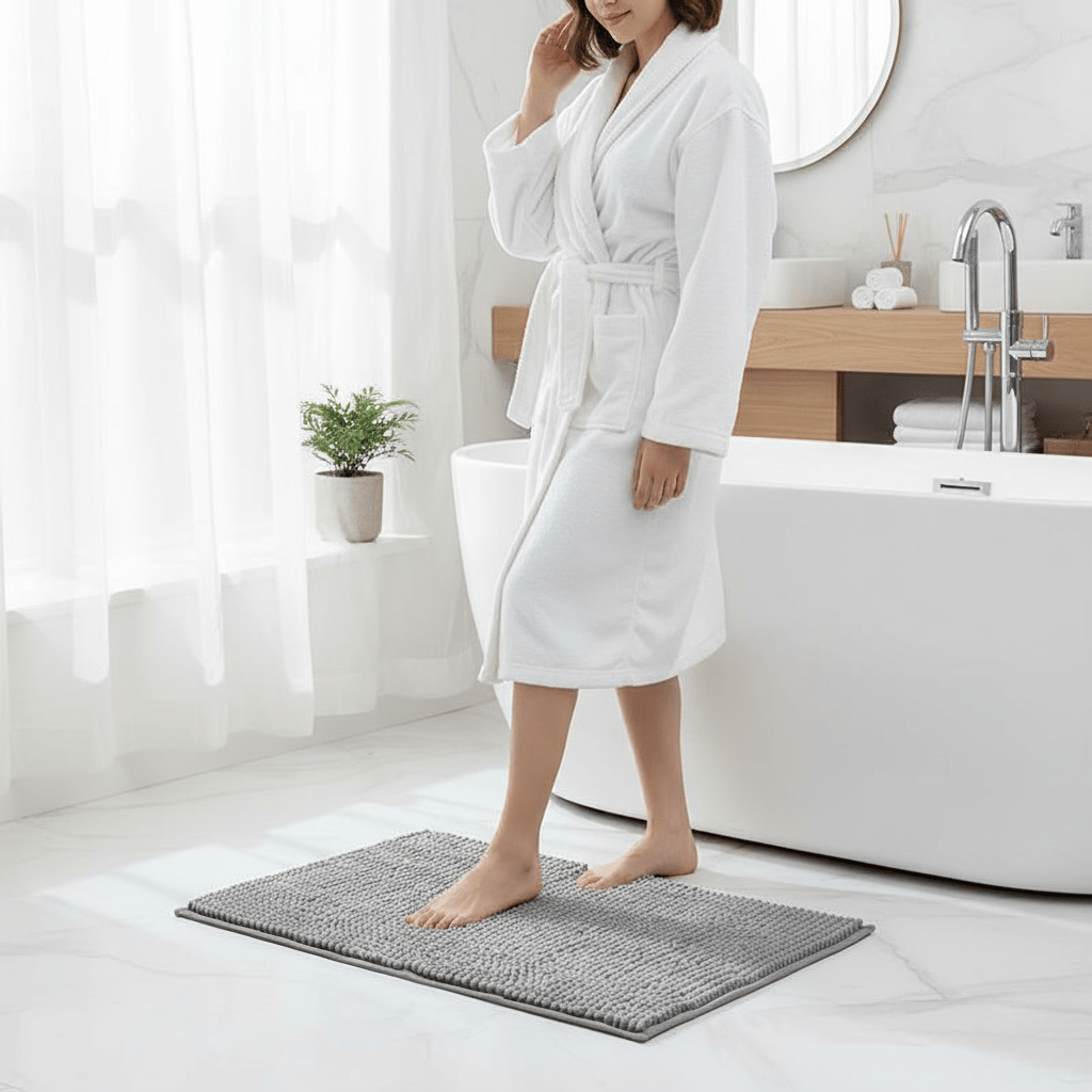 CozyNest Chenille Non-Slip Bath Mat for Comfort & Safety