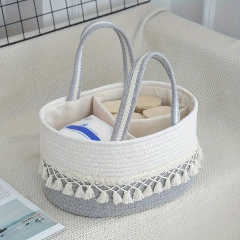 Chic Baby Storage Basket - Handcrafted Multi-Compartment Organizer