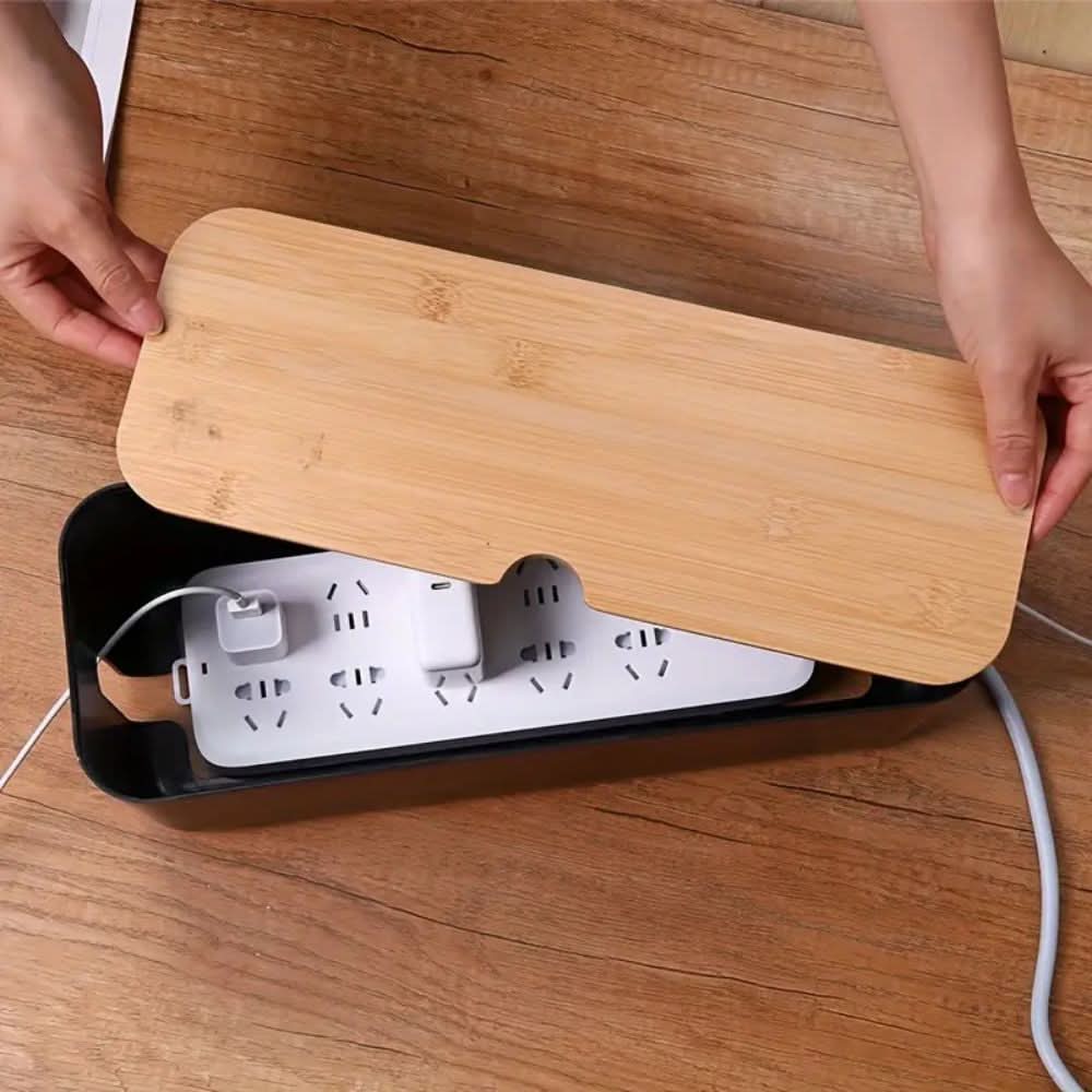 Sleek Bamboo Cord Organizer - Simplify Your Workspace