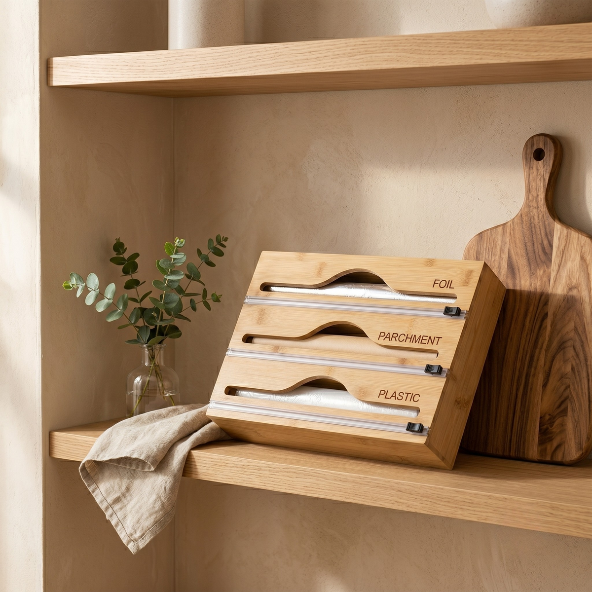 Essential Kitchen Wrap Dispenser with Sliding Cutters