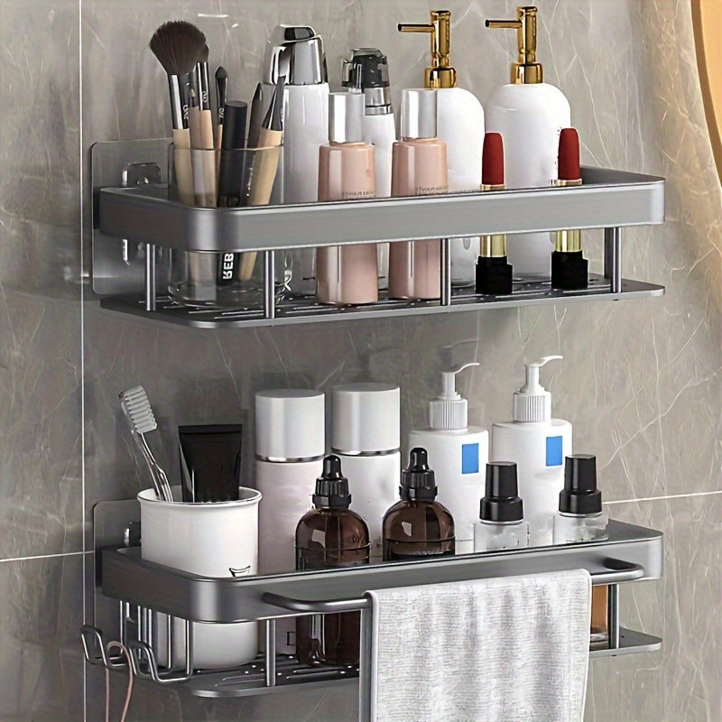 Two-Tier Adhesive Shower Organizer for Easy Bathroom Storage