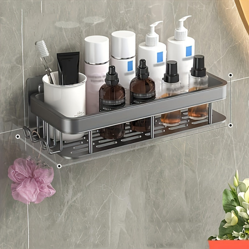 Two-Tier Adhesive Shower Organizer for Easy Bathroom Storage